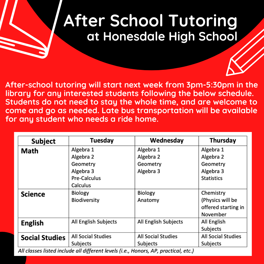 After School Tutoring Available