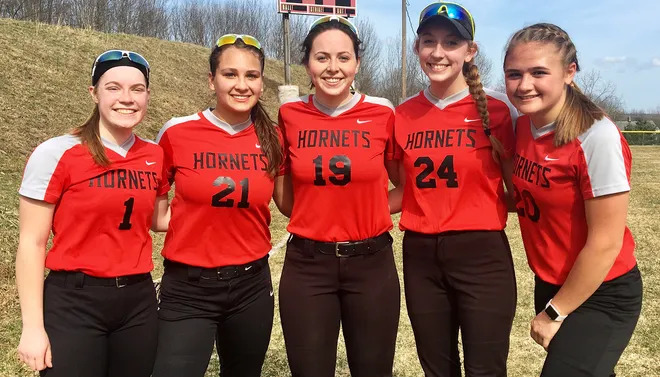 These five seniors will provide leadership for Honesdale’s varsity softball team in Lackawanna League action this spring. Rachel Daub, Gina Dell’Aquila, Grace Maxson, Katie Grund and Sarah Meyer hope to spark another deep post season run for the Lady Hornets at districts and even states.